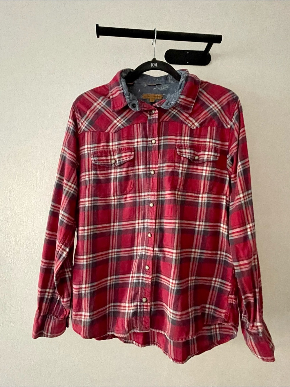JACHS Girlfriend Red Plaid Casual Button-Down Shirt